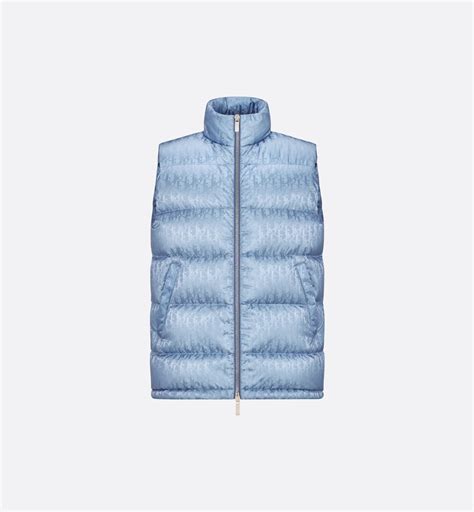 dior vest blauw|Dior Oblique Down Vest Blue Technical Jacquard.